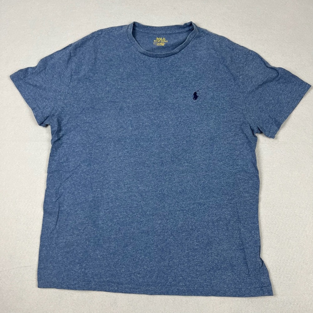 Polo Ralph Lauren Men's Large Classic Fit Heather Blue T-Shirt Navy Pony Logo